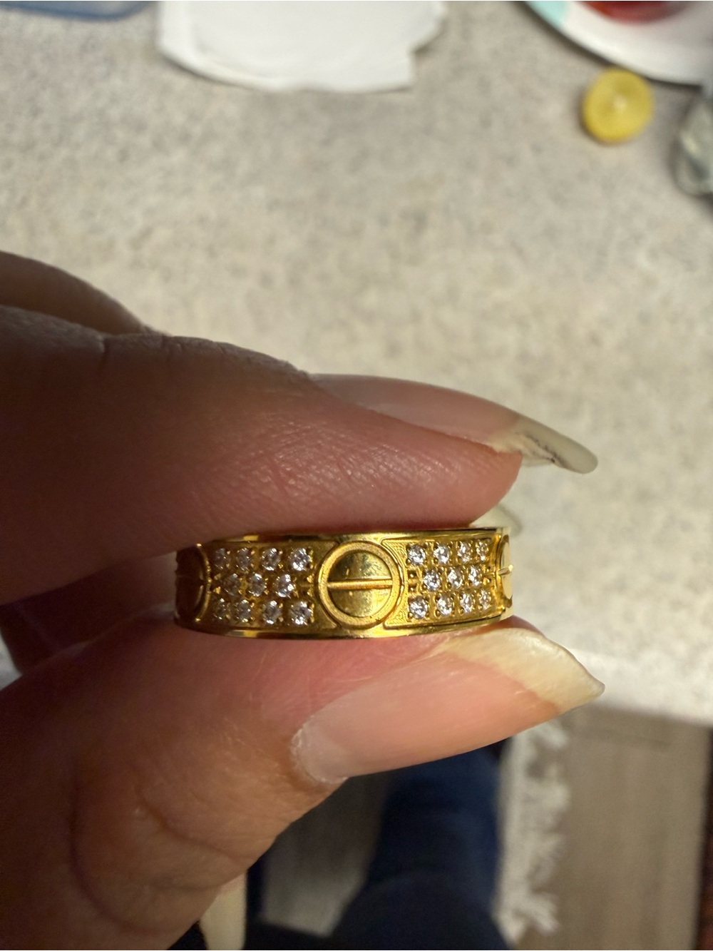 Gold-Tone Pave Crystal Band Ring